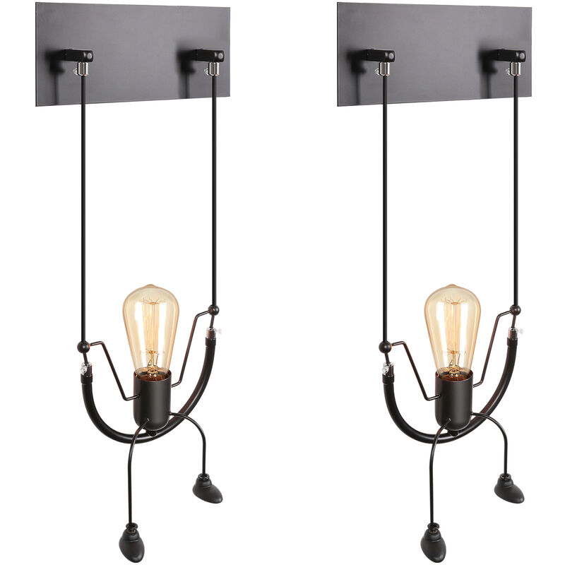 foto del prodotto wottes applique da parete moderna lampada da parete humanoid creative lampada a muro art deco nero 2 pzzi