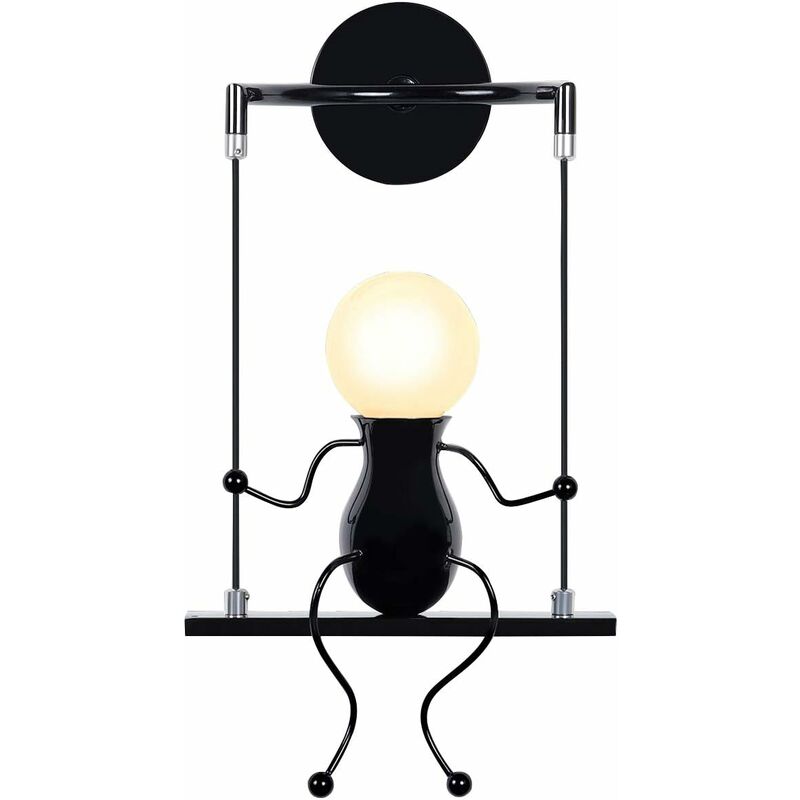 foto del prodotto wottes applique da parete nero retr lampada da parete humanoid creativo lampada da muro interni metallo decorare per bambini camera da letto barra