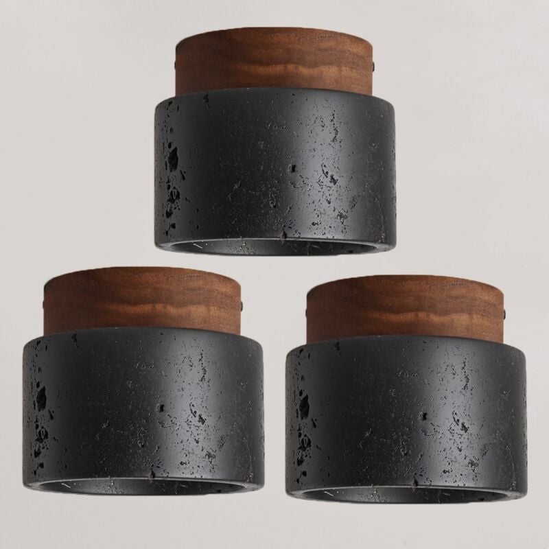foto del prodotto wottes e27 plafoniera soffitto vintage industriale lampada da soffitto travertino nero e legno illuminazione da ufficio art d eco 3 pezzi