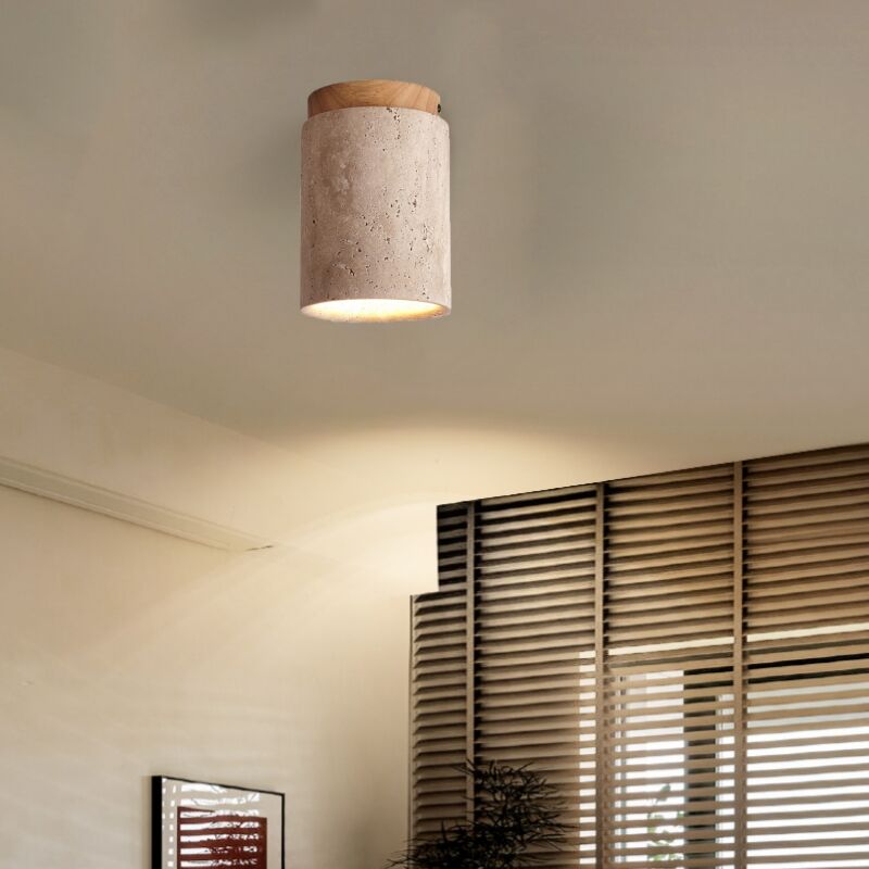 foto del prodotto wottes faretti soffitto vintage plafoniera interna lampada da soffitto giallo e legno per salone corridoio cucina salotto 1pcs