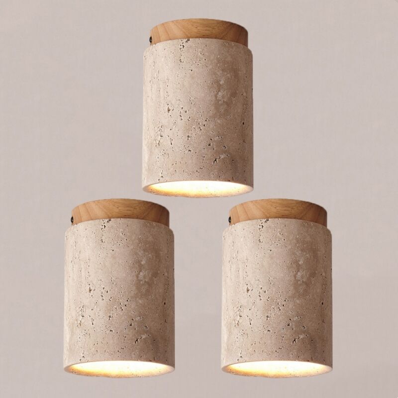 foto del prodotto wottes faretti soffitto vintage plafoniera interna lampada da soffitto giallo e legno per salone corridoio cucina salotto 3pcs