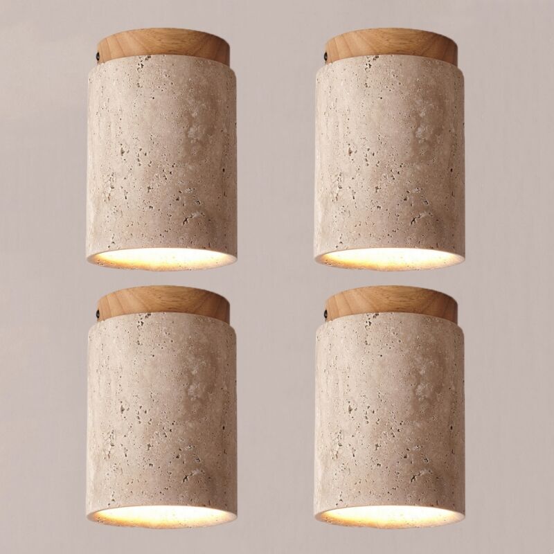 foto del prodotto wottes faretti soffitto vintage plafoniera interna lampada da soffitto giallo e legno per salone corridoio cucina salotto 4pcs