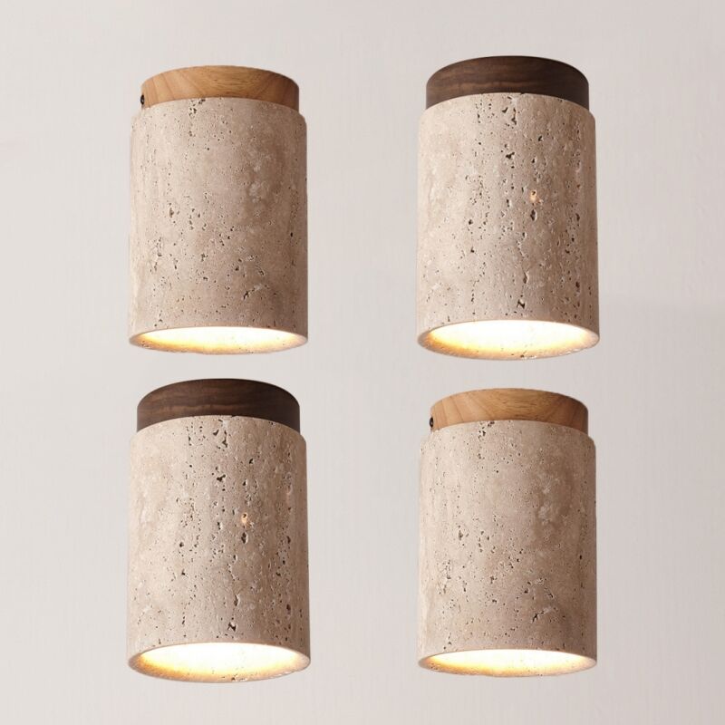 foto del prodotto wottes faretto da soffitto retr plafoniera giallo e legno lampada da soffitto semplice per salone corridoio cucina salotto e27 4pcs