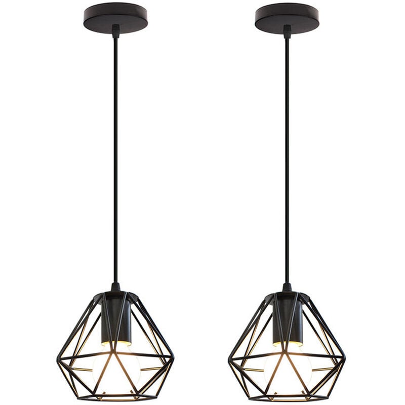 foto del prodotto wottes lampada a sospensione a forma di diamante lampadario e27 16cm lampada da soffitto vintage metallo per sala da pranzo camera da letto 2