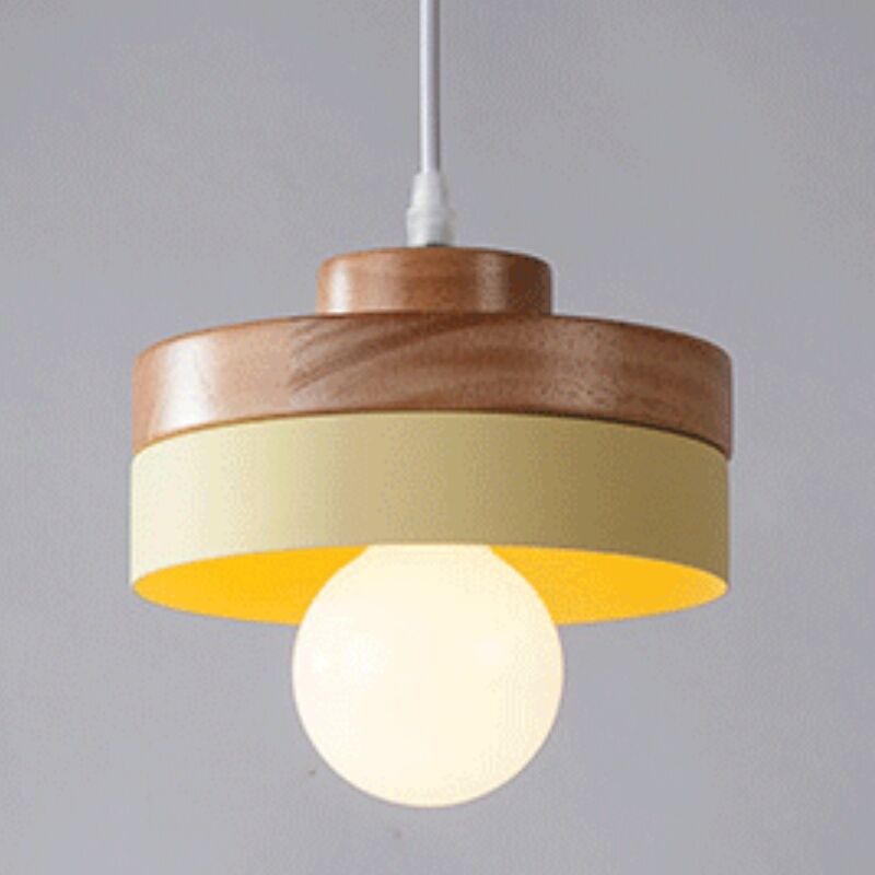 foto del prodotto wottes lampada a sospensione industriale vintage lampadario da soffitto rotondo plafoniera illuminazione art d eco giallo