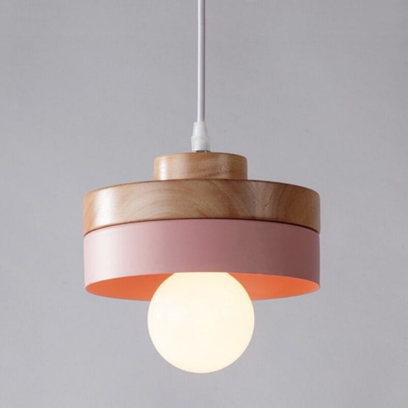foto del prodotto wottes lampada a sospensione industriale vintage lampadario da soffitto rotondo plafoniera illuminazione art d eco rosa