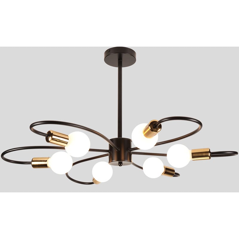foto del prodotto wottes lampada a sospensione moderna lampadario da soffitto sputnik 6 luci illuminazione a sospensione regolabile nero e oro
