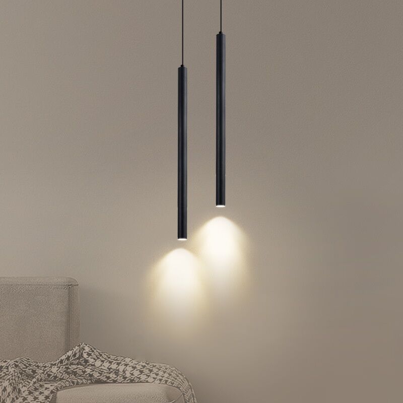 foto del prodotto wottes lampada a sospensione moderna led lampadario da soffitto metallo plafoniera interna nero 2 pezzi