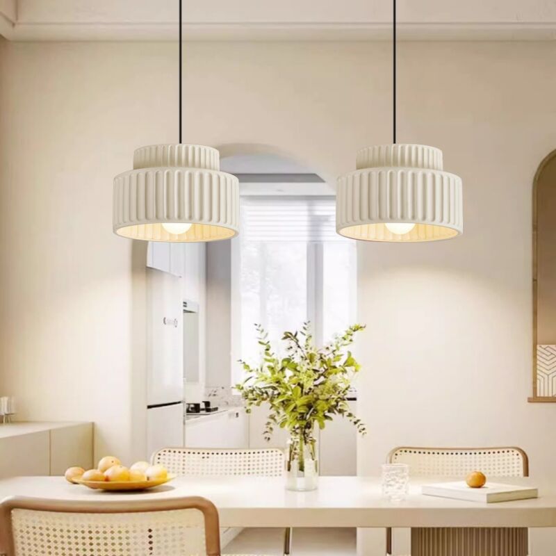 foto del prodotto wottes lampada a sospensione moderno e27 lampadario plafoniera resina illuminazione a sospensione art d eco bianco 2pcs