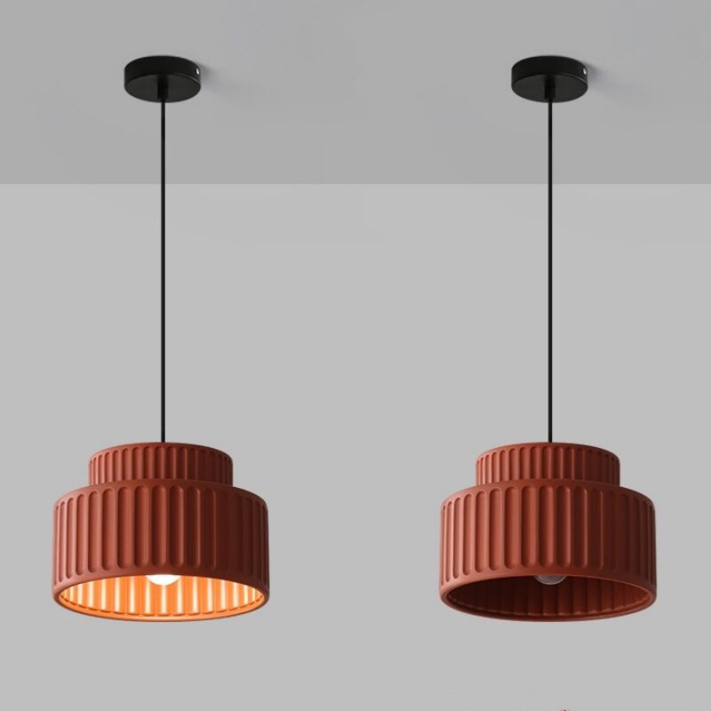 foto del prodotto wottes lampada a sospensione moderno e27 lampadario plafoniera resina illuminazione a sospensione art d eco rosso 2pcs