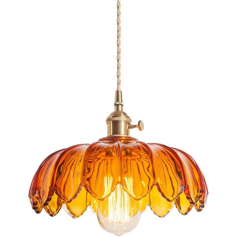 foto del prodotto wottes lampada a sospensione retr lampadario da soffitto vetro metallo creativo plafoniera regolabile ambra