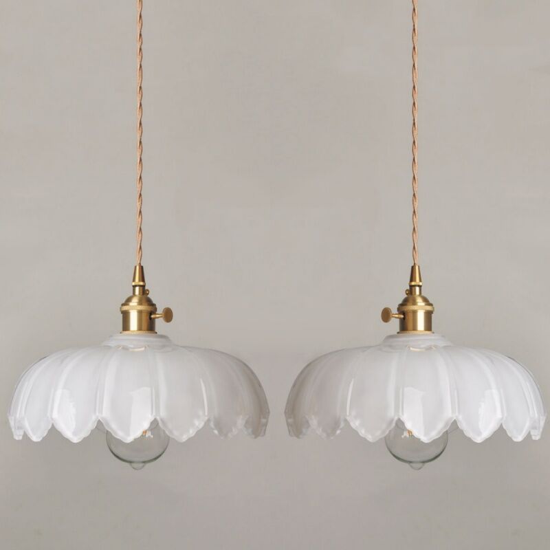 foto del prodotto wottes lampada a sospensione retr lampadario da soffitto vetro metallo creativo plafoniera regolabile bianco 2 pezzi