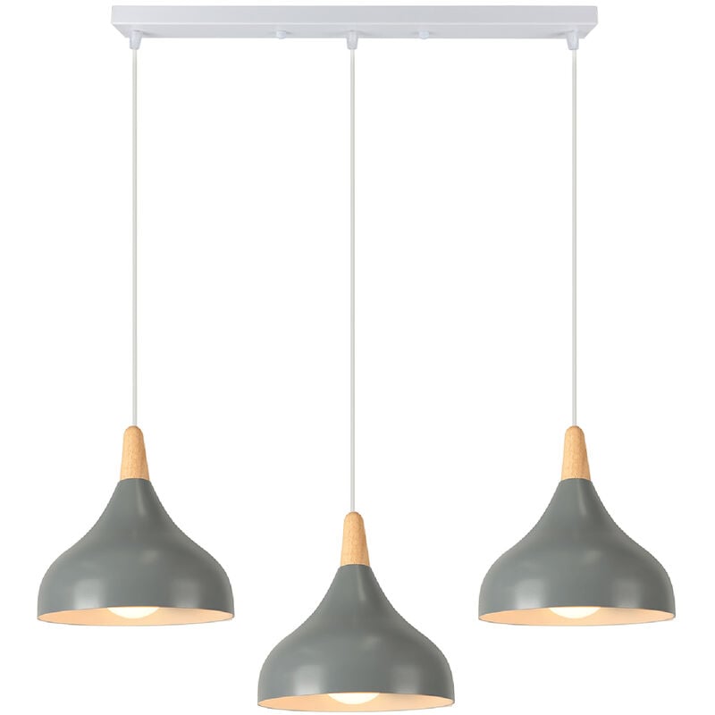 foto del prodotto wottes - lampada a sospensione vintage industriale lampadario da soffitto regolabile 3 luci grigio