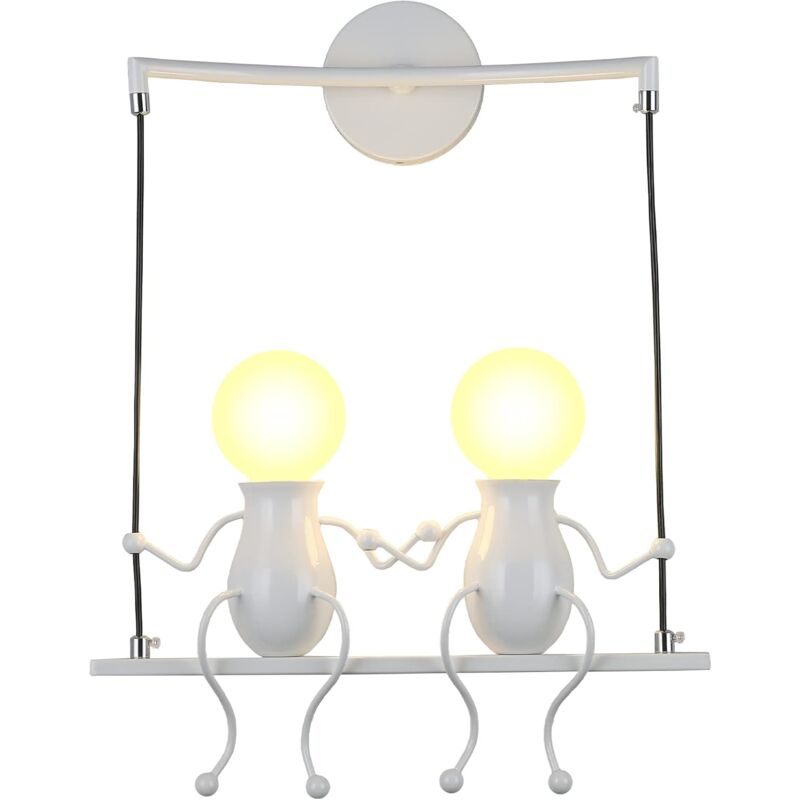 foto del prodotto wottes lampada da parete interno moderna applique da parete 2 humanoide oscillante lampada a muro metallo per camera da letto corridoio bianco