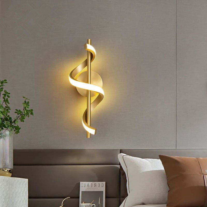 foto del prodotto wottes lampada da parete led applique da parete spirale creativa lampada a muro oro luce bianco caldo