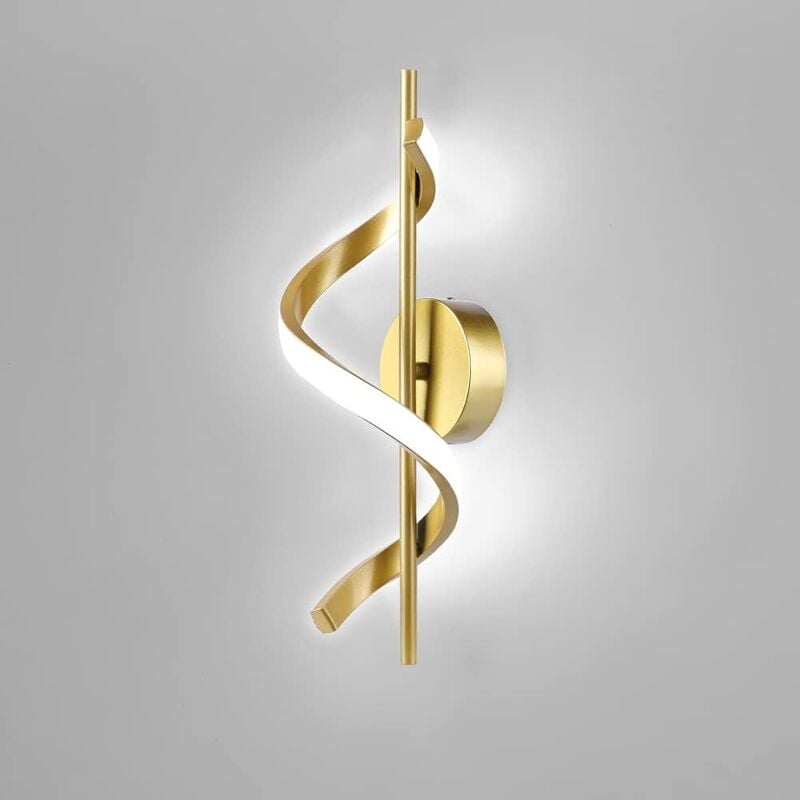 foto del prodotto wottes lampada da parete led applique da parete spirale creativa lampada a muro oro luce bianco fredda