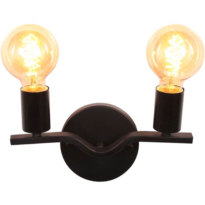 foto del prodotto wottes lampada da parete retr applique da parete interno in metallo lampada a muro nero per soggiorno cucina 2 luci