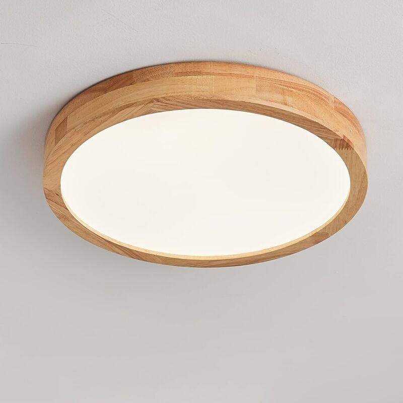 foto del prodotto wottes - lampada da soffitto led moderno plafoniera interna illuminazione soffitto legno luce neutra 20cm