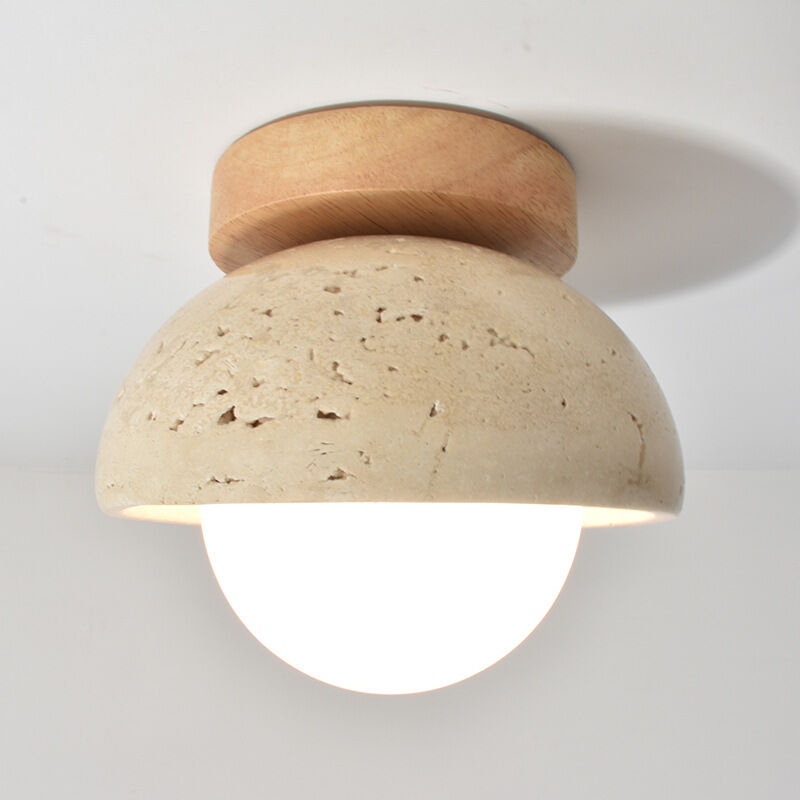 foto del prodotto wottes lampada da soffitto vintage illuminazione plafoniera semplice plafoniere da ufficio travertino giallo e legno e acrilica luce bianco fredda