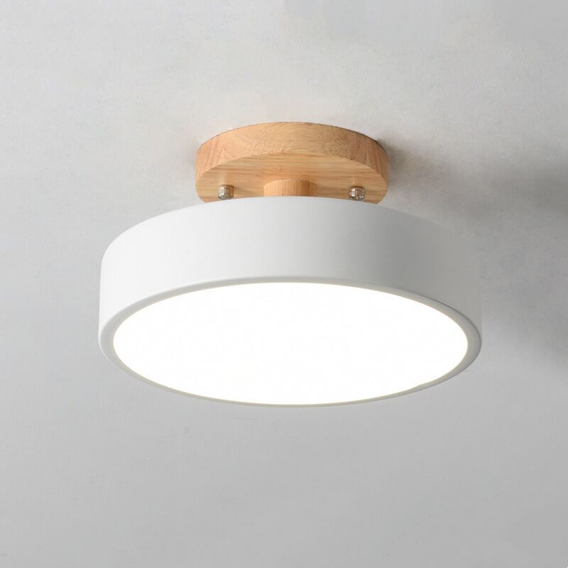 foto del prodotto wottes lampada led da soffitto moderna plafoniera con paralume semplice in metallo bianco 12w 23cm 1pcs luce bianco fredda