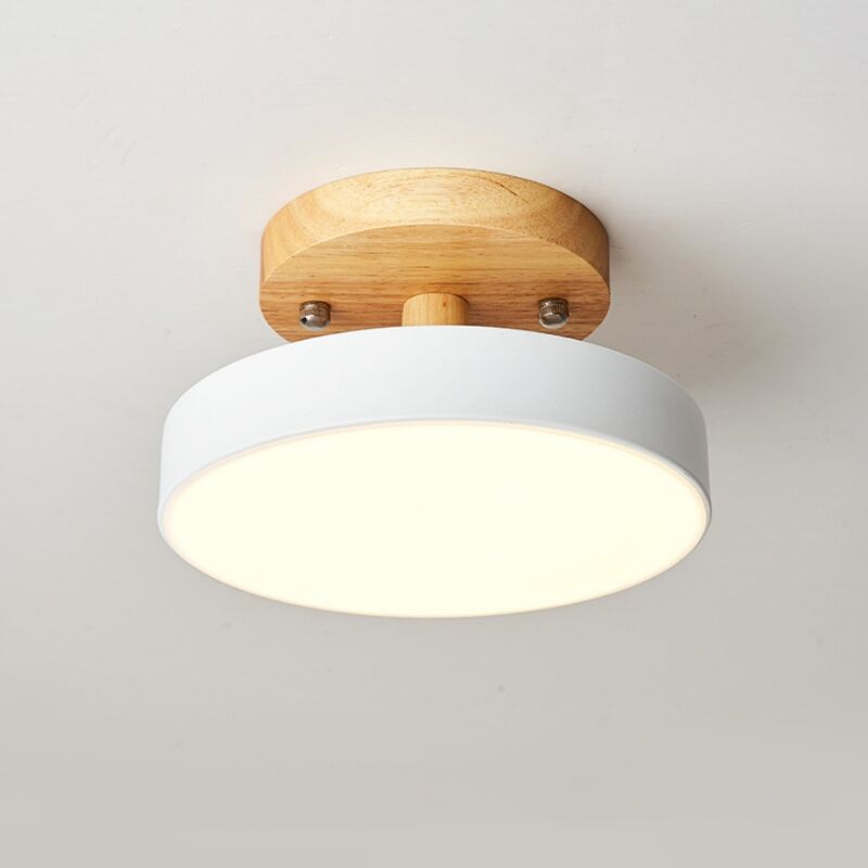 foto del prodotto wottes lampada led da soffitto moderna plafoniera con paralume semplice in metallo bianco 12w 23cm 1pcs luce neutra
