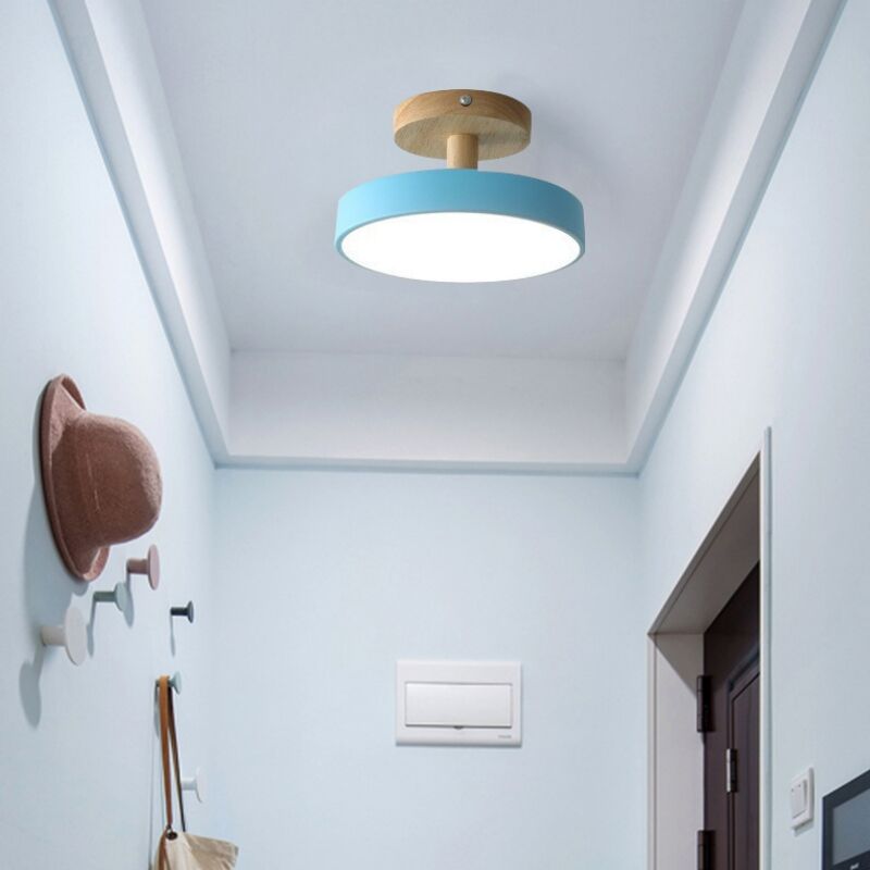 foto del prodotto wottes lampada led da soffitto moderna plafoniera con paralume semplice in metallo blu 12w 18cm 1pcs luce bianco fredda