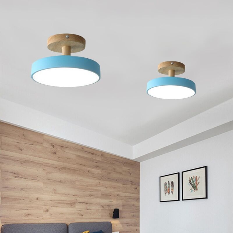 foto del prodotto wottes lampada led da soffitto moderna plafoniera con paralume semplice in metallo blu 12w 18cm 2pcs luce bianco fredda