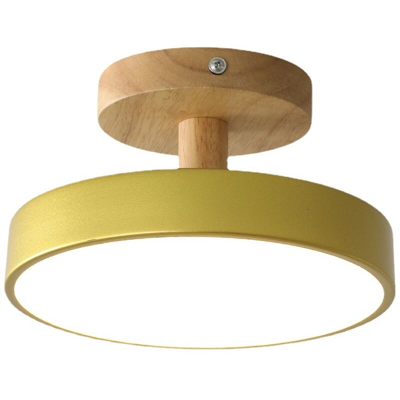 foto del prodotto wottes lampada led da soffitto moderna plafoniera con paralume semplice in metallo giallo 12w 18cm 1pcs luce bianco fredda