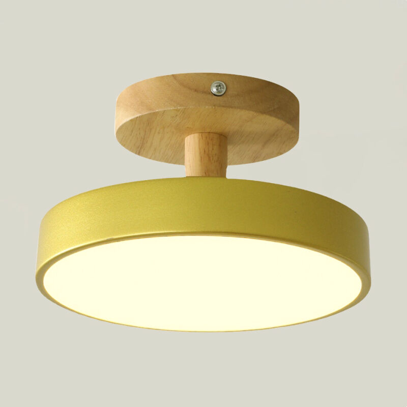 foto del prodotto wottes lampada led da soffitto moderna plafoniera con paralume semplice in metallo giallo 12w 18cm 1pcs luce neutra