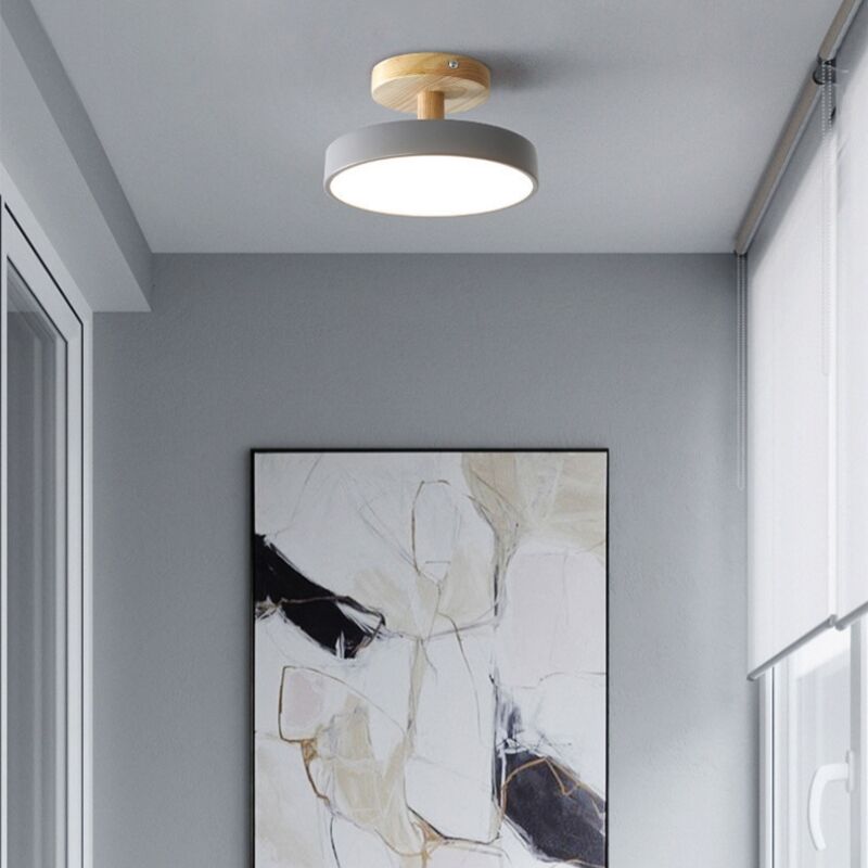 foto del prodotto wottes lampada led da soffitto moderna plafoniera con paralume semplice in metallo grigio 12w 18cm 1pcs luce bianco fredda