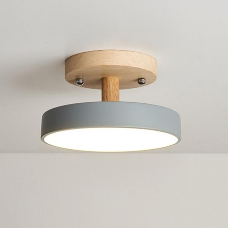 foto del prodotto wottes lampada led da soffitto moderna plafoniera con paralume semplice in metallo grigio 12w 23cm 1pcs luce bianco fredda