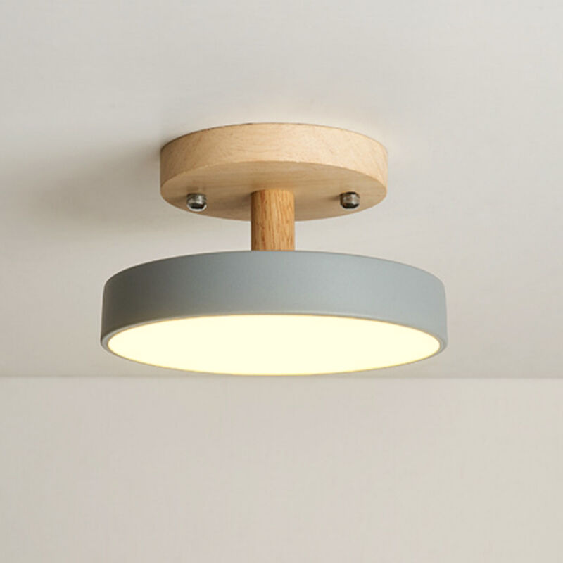 foto del prodotto wottes lampada led da soffitto moderna plafoniera con paralume semplice in metallo grigio 12w 23cm 1pcs luce neutra
