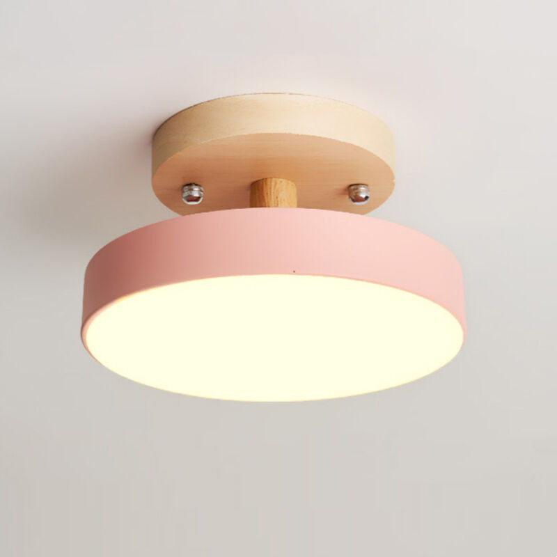 foto del prodotto wottes lampada led da soffitto moderna plafoniera con paralume semplice in metallo rosa 12w 18cm 1pcs luce neutra