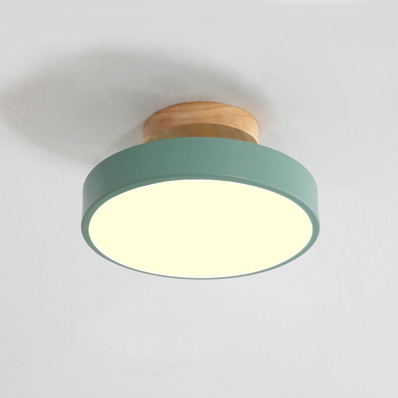 foto del prodotto wottes lampada led da soffitto moderna plafoniera con paralume semplice in metallo verde 12w 18cm 1pcs luce neutra