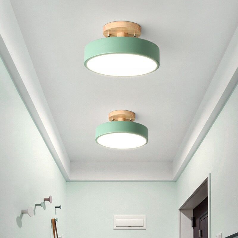 foto del prodotto wottes - lampada led da soffitto moderna plafoniera con paralume semplice in metallo verde 12w 18cm - 2pcs luce bianco fredda
