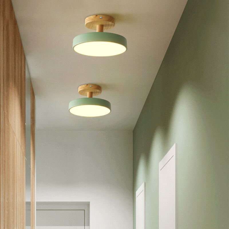 foto del prodotto wottes - lampada led da soffitto moderna plafoniera con paralume semplice in metallo verde 12w 18cm - 2pcs luce neutra