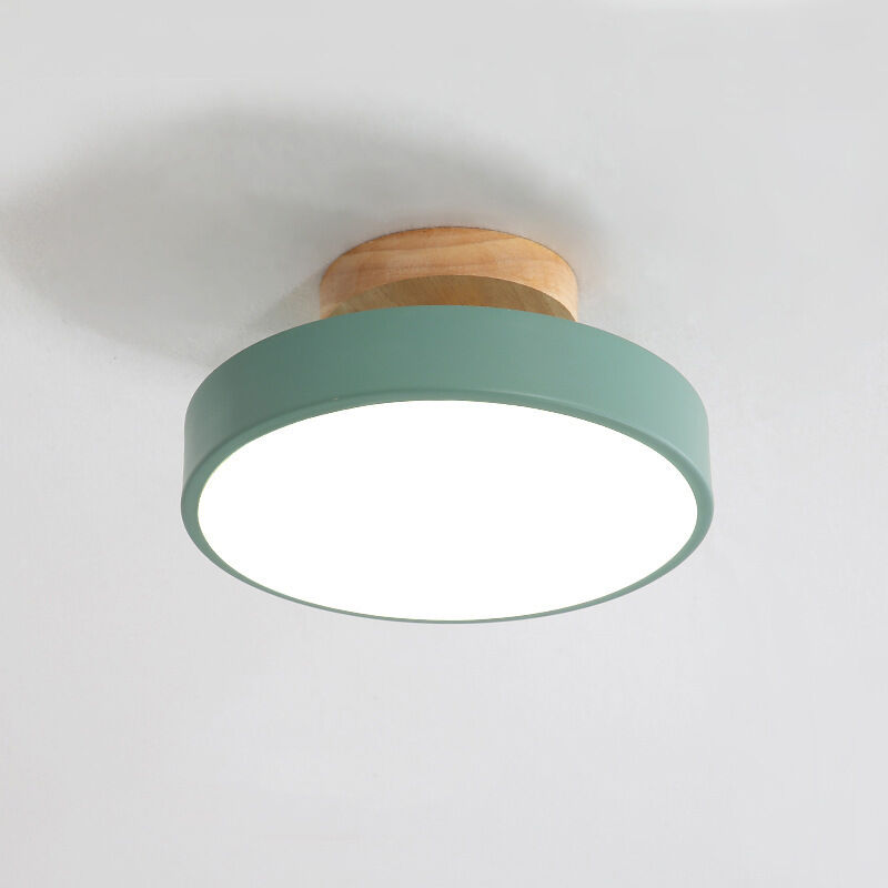 foto del prodotto wottes lampada led da soffitto moderna plafoniera con paralume semplice in metallo verde 12w 23cm 1pcs luce bianco fredda