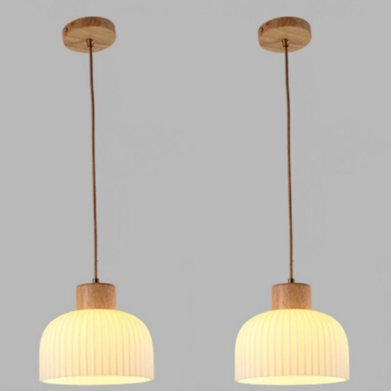 foto del prodotto wottes lampadari a sospensione moderno lampada a soffitto vetro legno plafoniera creativo lampadario da soffitto bianco 20cm 2 pezzi