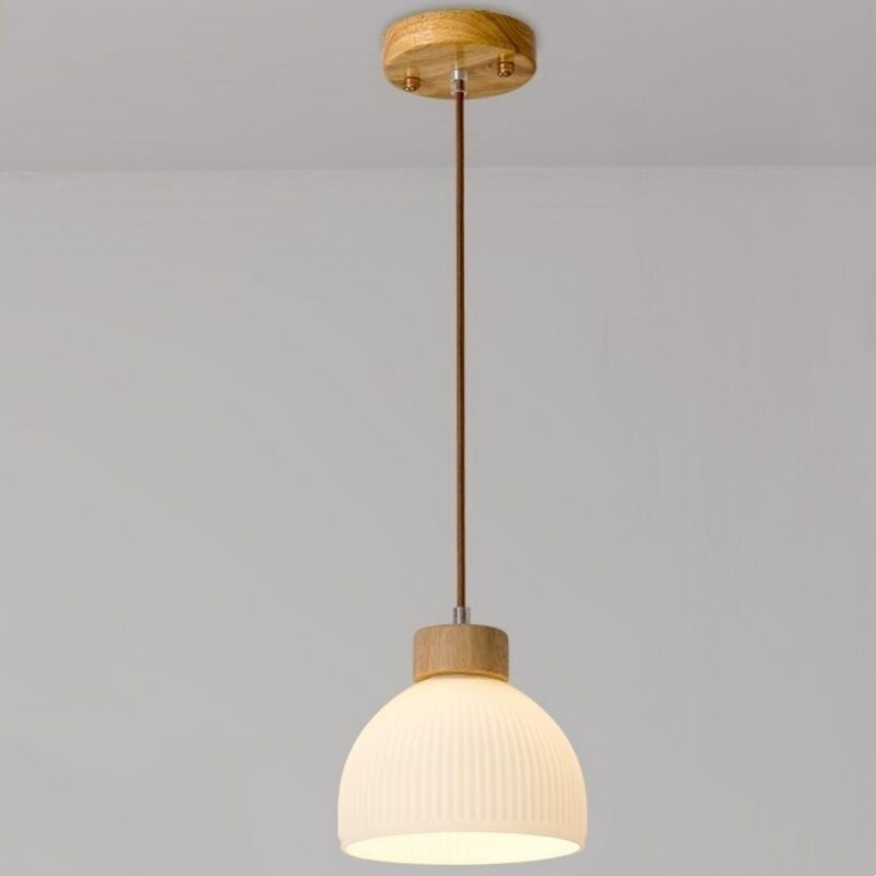 foto del prodotto wottes lampadari a sospensione moderno lampada a soffitto vetro legno plafoniera regolabile 18cm