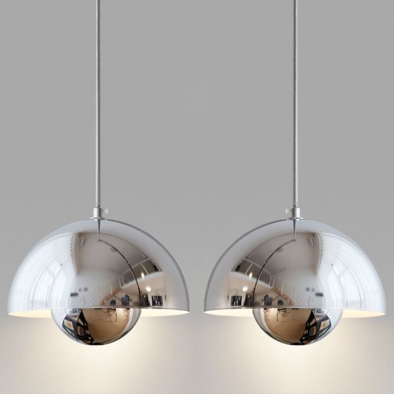 foto del prodotto wottes lampadario a sospensione moderna lampada a sospensione semplice regolabile lampada a soffitto metallo argento 2 pezzi