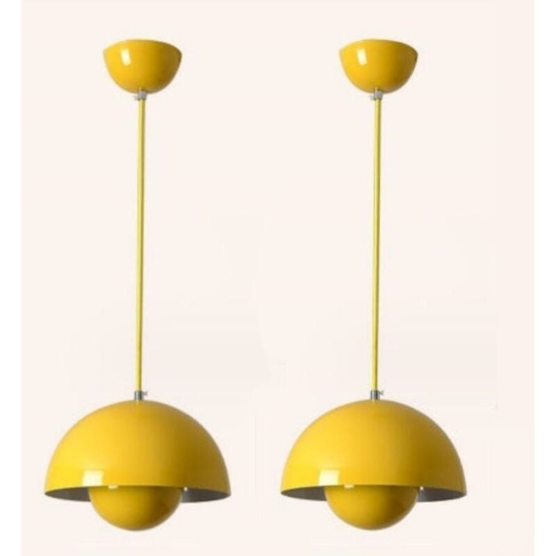 foto del prodotto wottes lampadario a sospensione moderna lampada a sospensione semplice regolabile lampada a soffitto metallo giallo 2 pezzi