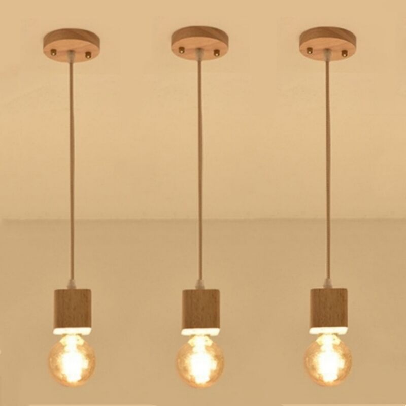 foto del prodotto wottes lampadario a sospensione moderno luce a sospensione semplice lampada da soffitto in legno plafoniera regolabile 3 pezzi