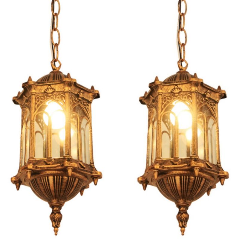 foto del prodotto wottes lampadario a sospensione retr lampada da soffitto paralume vetro metallo plafoniera colore rame 15,5cm 2 pezzi