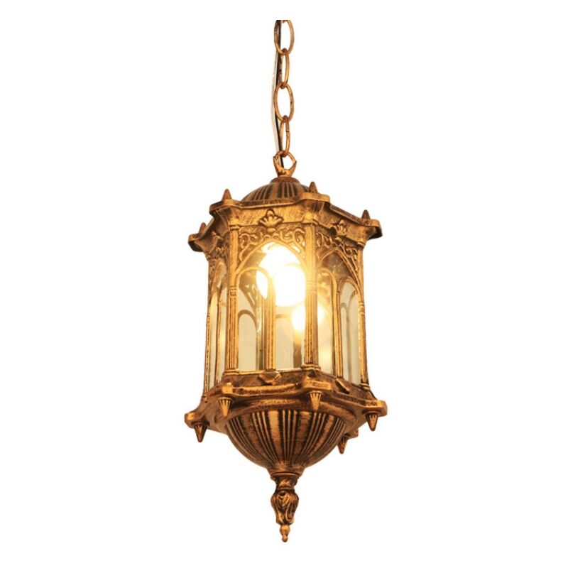 foto del prodotto wottes - lampadario a sospensione retrò lampada da soffitto paralume vetro metallo plafoniera colore rame 15,5cm