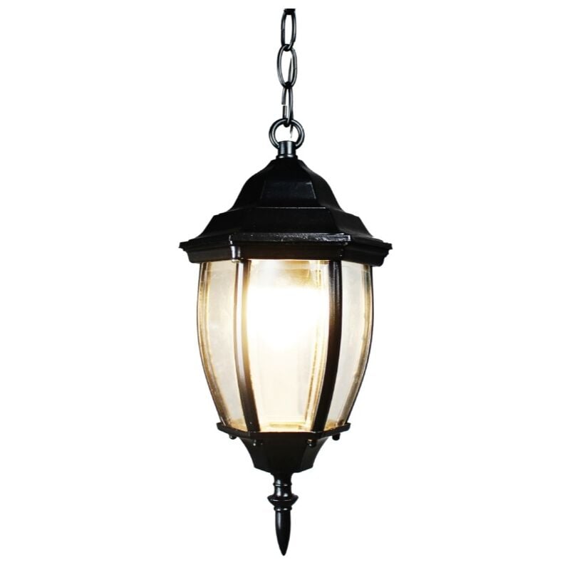 foto del prodotto wottes lampadario a sospensione retr lampada da soffitto paralume vetro metallo plafoniera nero 16cm