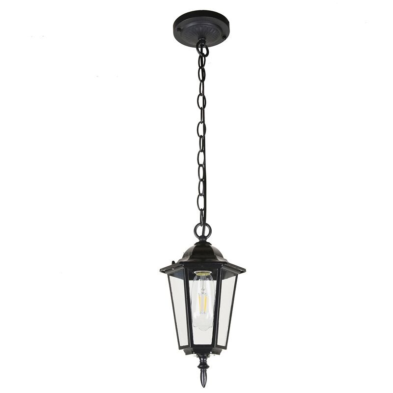 foto del prodotto wottes lampadario a sospensione retr lampada da soffitto paralume vetro metallo plafoniera nero 17,5cm