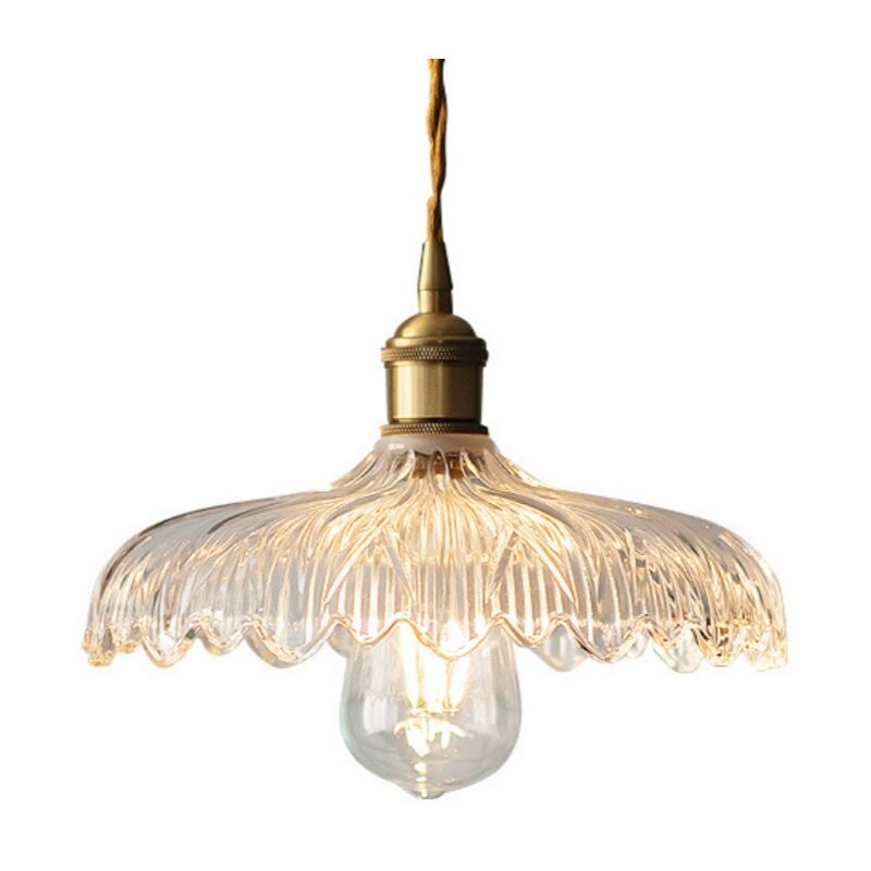 foto del prodotto wottes lampadario a sospensione vintage lampada da soffitto vetro metallo plafoniera art d eco colore trasparente