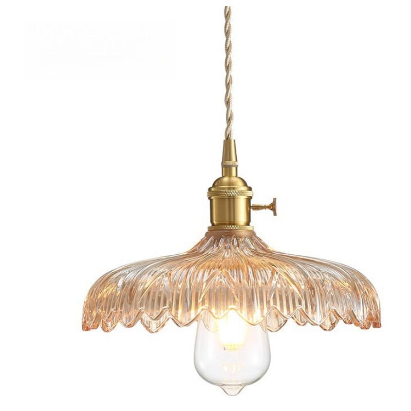 foto del prodotto wottes lampadario a sospensione vintage lampada da soffitto vetro metallo plafoniera art d eco marrone chiaro