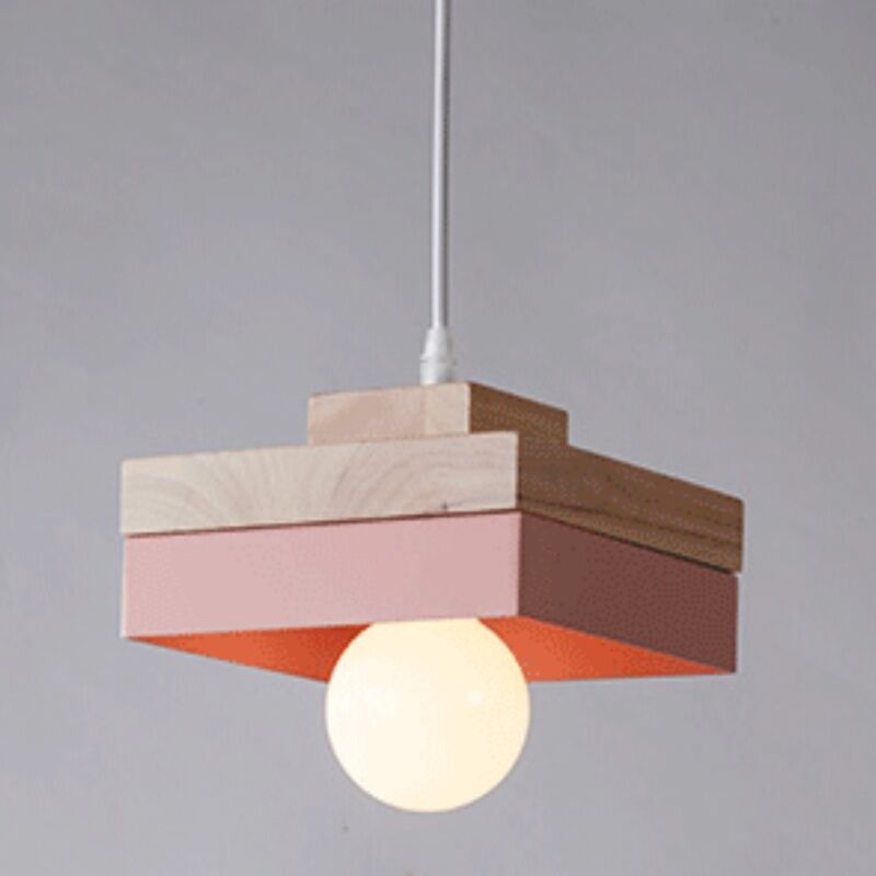foto del prodotto wottes - lampadario da sospensione moderno lampada da sospensione metallo legno lustro soffitto regolabile rosa