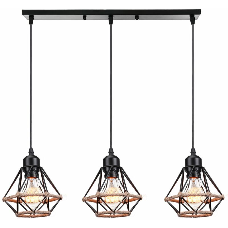 foto del prodotto wottes lampadario industriale 3 luci e27 lampada a sospensione retr per cucina soggiorno illuminazione cucina casa